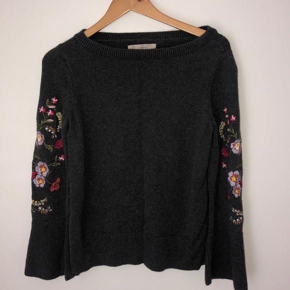 Loft Boatneck Floral Sweater - Picture 1 of 6